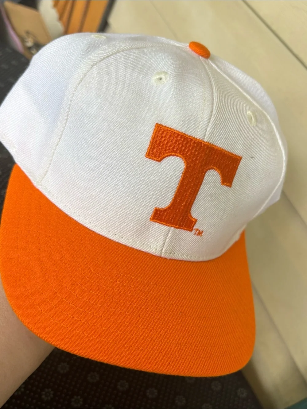 adidas White and Orange Team T Baseball Cap